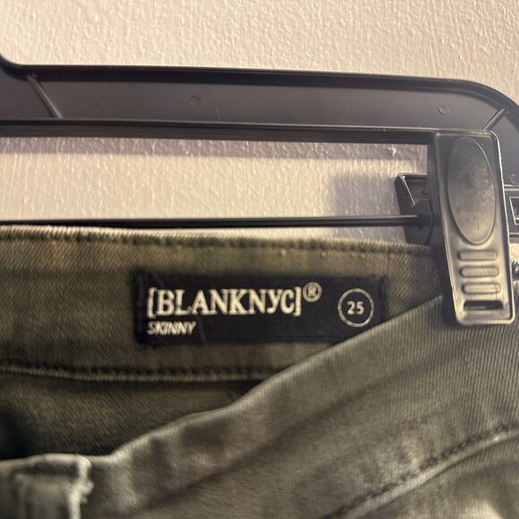 Blank NYC Olive Skinny Jeans with Leather Lacing Details on Legs - Picture 2 of 4